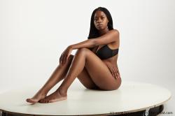 Underwear Woman Black Sitting poses - ALL Slim dreadlocks black Sitting poses - simple Academic